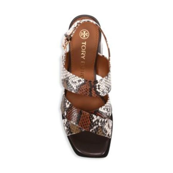 NWT TORY BURCH Womens Beige Snake Print 0.5" Platform Slingback Sandal 7 M - Picture 3 of 5